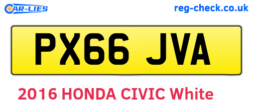 PX66JVA are the vehicle registration plates.