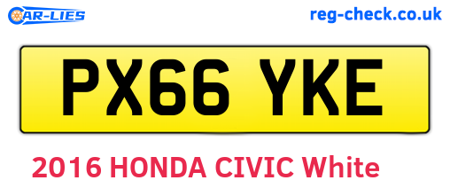 PX66YKE are the vehicle registration plates.