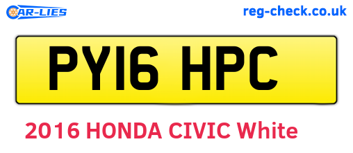 PY16HPC are the vehicle registration plates.