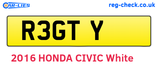 R3GTY are the vehicle registration plates.