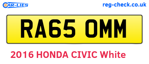 RA65OMM are the vehicle registration plates.