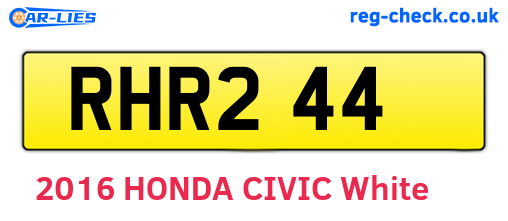 RHR244 are the vehicle registration plates.