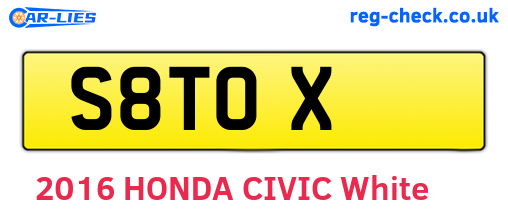 S8TOX are the vehicle registration plates.