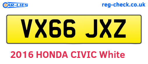 VX66JXZ are the vehicle registration plates.