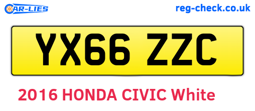 YX66ZZC are the vehicle registration plates.