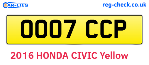 OO07CCP are the vehicle registration plates.