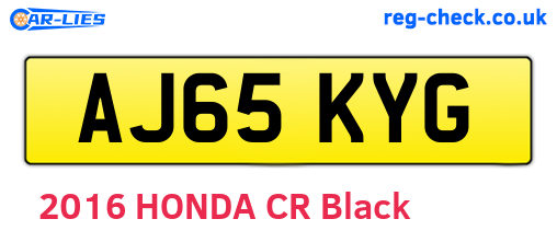 AJ65KYG are the vehicle registration plates.