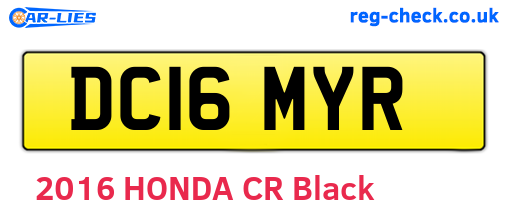 DC16MYR are the vehicle registration plates.