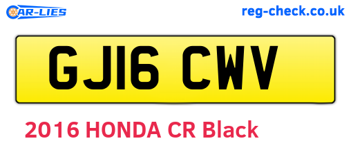 GJ16CWV are the vehicle registration plates.