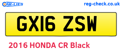 GX16ZSW are the vehicle registration plates.