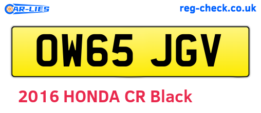 OW65JGV are the vehicle registration plates.