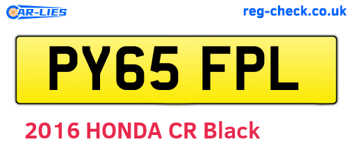 PY65FPL are the vehicle registration plates.