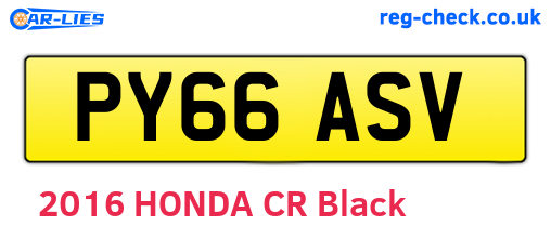 PY66ASV are the vehicle registration plates.