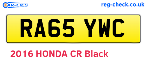 RA65YWC are the vehicle registration plates.