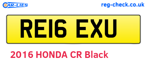 RE16EXU are the vehicle registration plates.