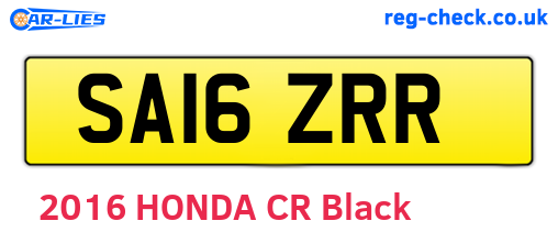 SA16ZRR are the vehicle registration plates.