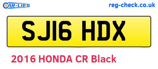 SJ16HDX are the vehicle registration plates.