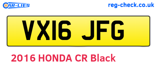 VX16JFG are the vehicle registration plates.