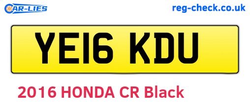 YE16KDU are the vehicle registration plates.