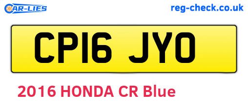 CP16JYO are the vehicle registration plates.