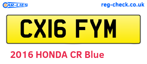 CX16FYM are the vehicle registration plates.