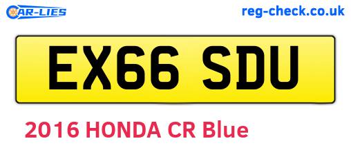 EX66SDU are the vehicle registration plates.