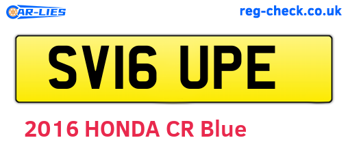 SV16UPE are the vehicle registration plates.