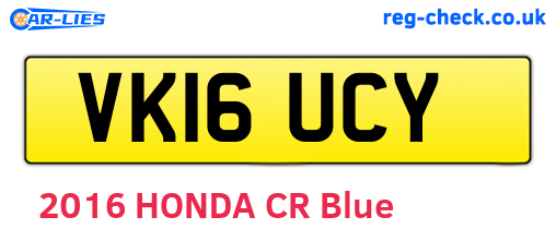 VK16UCY are the vehicle registration plates.