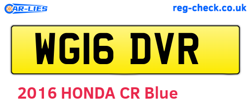 WG16DVR are the vehicle registration plates.