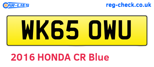 WK65OWU are the vehicle registration plates.
