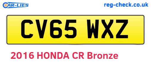 CV65WXZ are the vehicle registration plates.