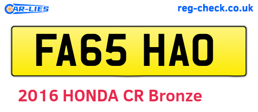 FA65HAO are the vehicle registration plates.
