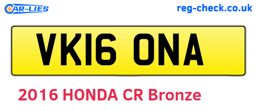 VK16ONA are the vehicle registration plates.