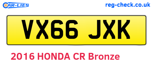 VX66JXK are the vehicle registration plates.