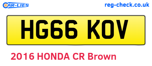 HG66KOV are the vehicle registration plates.