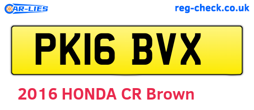 PK16BVX are the vehicle registration plates.