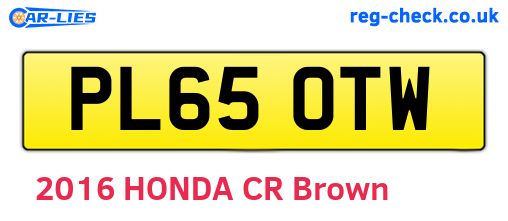 PL65OTW are the vehicle registration plates.