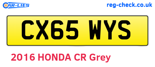 CX65WYS are the vehicle registration plates.