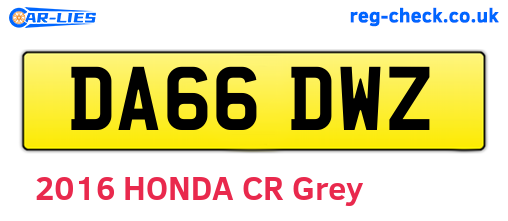 DA66DWZ are the vehicle registration plates.