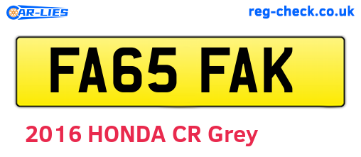 FA65FAK are the vehicle registration plates.