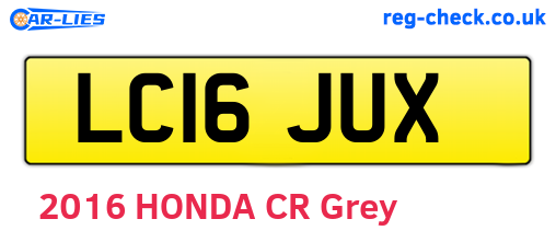 LC16JUX are the vehicle registration plates.
