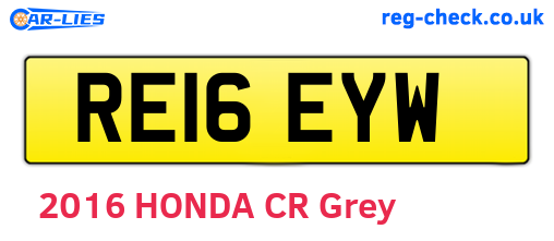 RE16EYW are the vehicle registration plates.