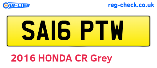 SA16PTW are the vehicle registration plates.
