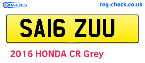 SA16ZUU are the vehicle registration plates.