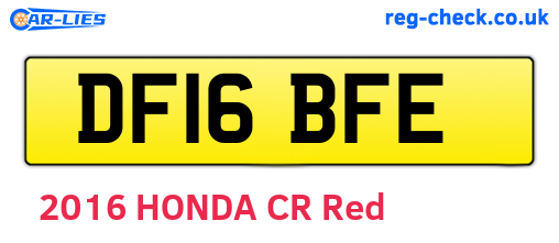 DF16BFE are the vehicle registration plates.