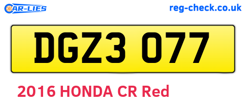 DGZ3077 are the vehicle registration plates.
