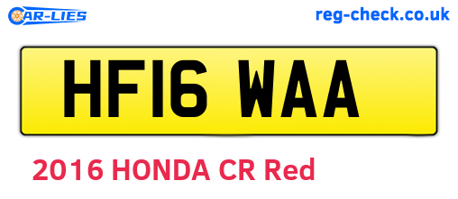 HF16WAA are the vehicle registration plates.