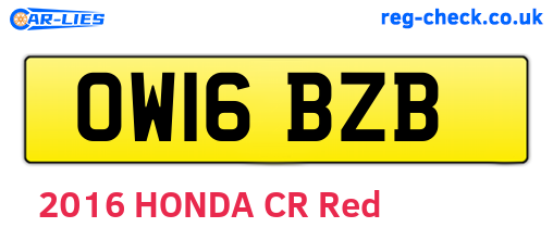OW16BZB are the vehicle registration plates.