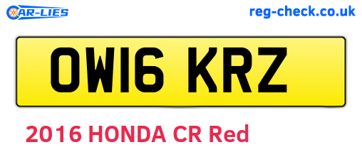 OW16KRZ are the vehicle registration plates.