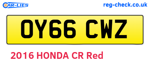 OY66CWZ are the vehicle registration plates.